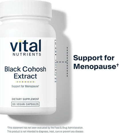 Vital Nutrients Black Cohosh Extract 250mg- Vegan Supplement for Women’s Menopause, Hormonal Balance and PMS Support* - Gluten, Dairy and Soy Free - Non-GMO - 60 Capsules