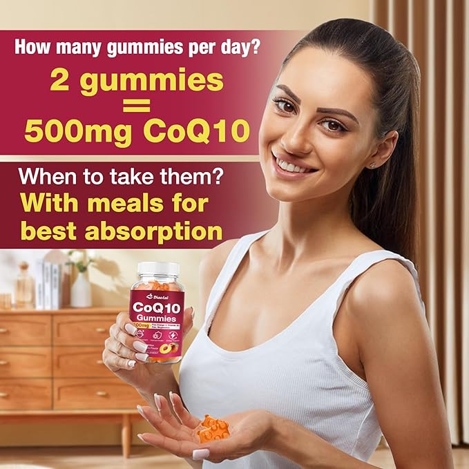 CoQ10 Gummies - 500mg per Serving with Omega-3 (EPA & DHA), B3 & Zinc - Supports Immunity & Energy - Delicious Orange Flavor - Non-GMO, Gluten-Free - 60 Count