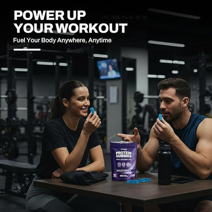 Whey Protein Gummies Zero Carb | 250g Total Protein per Bag |10g per Serving Plant Based 4 in1 Collagen & Vitamin B12 for Men & Women | 0 Sugar Gluten Free Non-GMO Mixed Berry Flavor