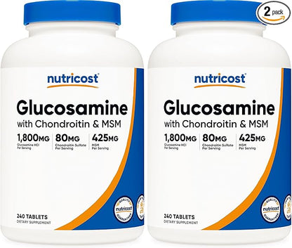 Nutricost Glucosamine 1800mg with Chondroitin & MSM, 240 Tablets, 120 Servings - Non-GMO, Gluten Free (Pack of 2)