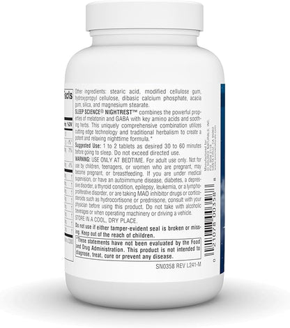 Source Naturals Sleep Science NightRest with Melatonin - BioAligned MultiNutrient & Herb Complex, for Rest & Relaxation Support* - 100 Tablets