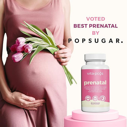 VITA-PCOS Prenatal Vitamins for Women – Multivitamins with Folic Acid, Iron, Choline & More – Essential Nutrients for Preconception, Pregnancy, and Baby’s Development – 90 Capsules, 1 Month Supply