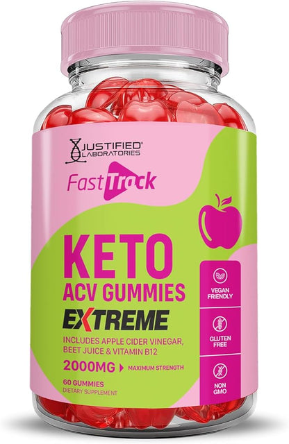 (3 Pack) Fast Track Keto ACV Gummies Extreme 2000MG Fasttrack Keto Gummies Apple Cider Vinegar Formulated with Pomegranate Beet Juice Powder B12 Vegan Non GMO 180 Gummys