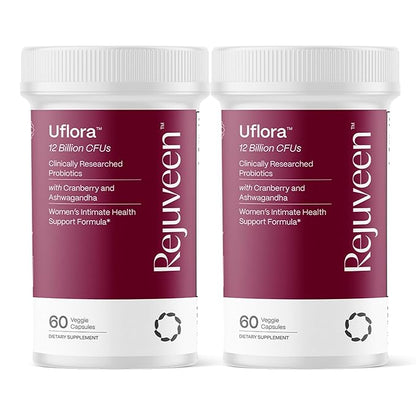 Uflora Vaginal Probiotics | Supports Vaginal Health, Moisture & Yeast | Enhances Intimate Wellness | Clinically Proven Dosages | Probiotics, Cranberry, Ashwagandha | 60 Ct (2 Pack)