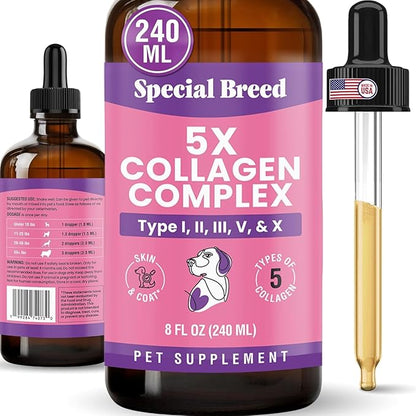 Premium Collagen for Dogs - Liquid Support for Joints, Skin, Coat, Bone, Immune System & HIPS - Collagen Supplement - Made in USA - 8oz