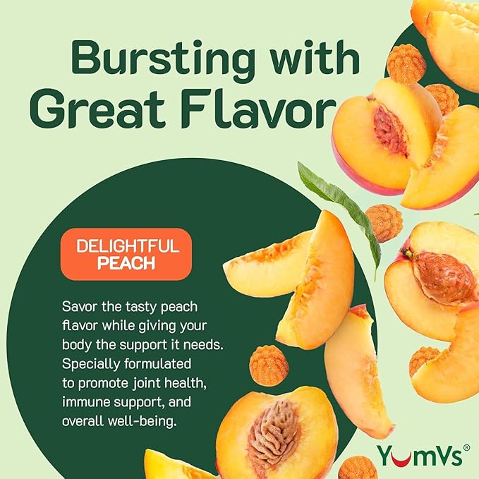 YumV's Turmeric Gummies with Ginger and Piperine - Peach Flavored Gluten Free Vegetarian Turmeric Ginger Supplement with Black Pepper 60 Count (Pack of 2)