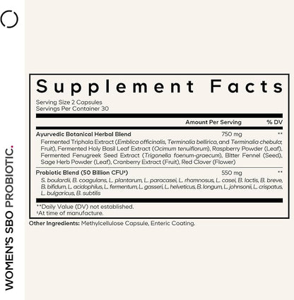 Codeage Women’s Probiotics Supplement - 50 Billion CFUs - SBO Probiotics & Prebiotics - Cranberries - Feminine Health - Fermented Botanical Blend, Whole Food Supplement - Vegan, Non-GMO - 2 Pack