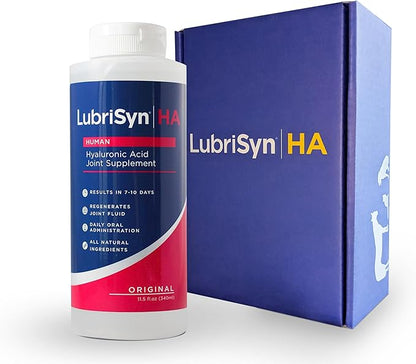 Lubrisyn Hyaluronic Acid Oral Joint Supplement – Liquid HA Formula for Humans – Promotes Joint Support, Mobility, Flexibility, Hydration & Healthy Function for Men & Women – Original 11.5oz