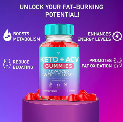 Fyvus Apple Cider Vinegar Gummies Supplement – Daily Digestive Health & Gut Wellness Support for Women & Men – Vegan ACV Gummies with Apple Cider Vinegar – Non-GMO (1 Pack - 60 Gummies)
