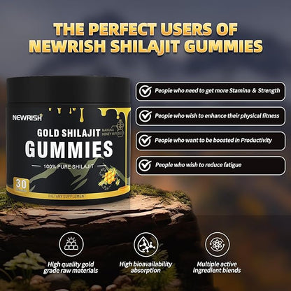 Shilajit Gummies l Manuka Honey | Himalayan shilajit |No Added Sugar I Ashwagandha, Gokshura| Fulvic Acid & 85+ Trace Minerals I for Men, Women I Non-GMO I 100% Natural & Organic I 30 Gummy