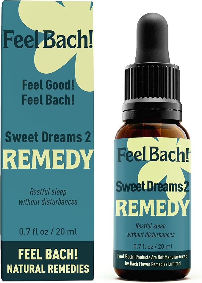 Feel Bach! Sweet Dreams #2 Remedy - Natural Homeopathic Flower Essences for Restful Sleep & Emotional Tension - Reduces Fatigue Vegan, Gluten & Sugar-Free, Non-Habit Forming, 20ml (0.7 fl oz)