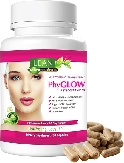 Phytoceramides Ceramide Skin Hydration Restore Beauty Health Supplement, Hyaluronic Acid Alternative Pills w/Multivitamins A, C, D, E, Anti Aging Wrinkle Support Super Vegan 30 Capsules for Women Men
