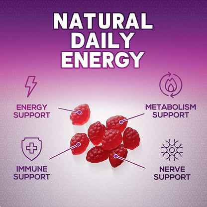 B12 Energy Gummies - 4500 mcg Vitamin B12 Per Serving - Extra Strength Chewable B12 Supplement for Energy, Metabolism & Immune Support - For Women, Men & Kids - Natural & Berry Flavored - 120 Gummies