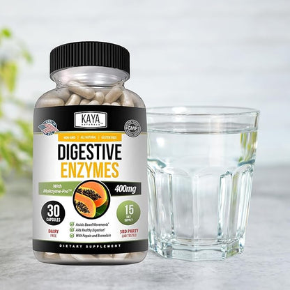 Kaya Naturals Digestive Enzymes with Prebiotics & Probiotics - Constipation & Bloating Relief Pills for Women & Men - Aids Immune Function - Digestion Support - 30 Veggie Capsules (Pack of 2)