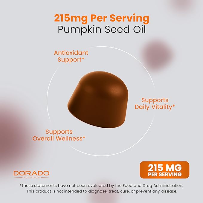 Pumpkin Seed Oil Gummies 4000mg Sugar Free Gummy Supplement with Pumpkin Seed Extract for Adults - Delicious Orange Flavor , Non GMO - Gluten Free , Vegan Supplement & USA Made (60 Capsules)