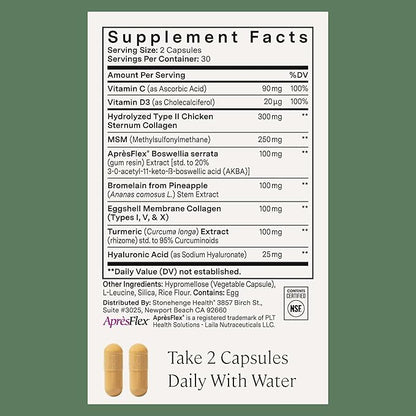 Stonehenge Health Dynamic Joint Health Supplement – Fast-Acting Support with AprèsFlex® Boswellia, MSM, Multi-Type Collagen, Turmeric, Bromelain, Vitamins C & D3 – Supports Joint Comfort – 60 Capsules