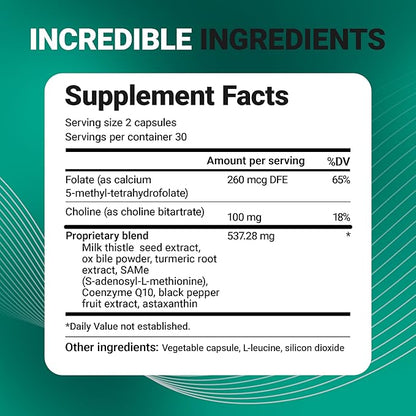 Dr. Berg Liver Cleanse Detox Capsules w/Unique Blend of Milk Thistle, Ox Bile & Folate - Liver Supplement Includes Turmeric, Black Pepper & Choline - 60 Capsules