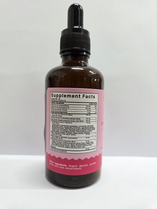 Wild Yam Root Tincture with Prebiotic Liquid Probiotic Digestive Enzyme Black Cohosh Drops - 60ml