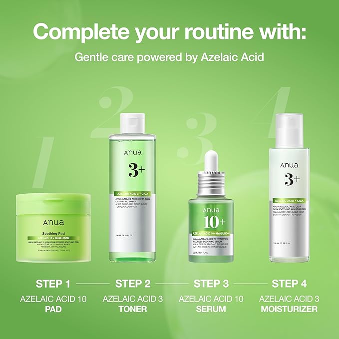 Anua Azelaic Acid 10 Hyaluron Redness Soothing Serum, Facial Serum for Blemish-Prone & Oily-Prone Skin, Lightweight & Hydrating Blemish Care, Hyaluronic Acid, Korean Skincare, 1.01 fl oz.