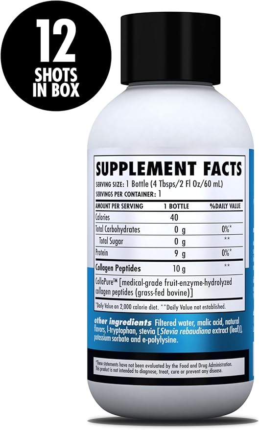 HEALTH DIRECT – Medical-Grade Liquid Collagen Shots – AminoSculpt Sugar-Free – Strawberry Banana – 12 Servings, (12pk, 2oz Shots) – Good for Joints, Bones, & Sleep – Better Hair, Skin & Nails