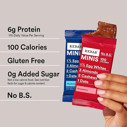 RXBAR Minis Protein Bars, 6g Protein, Gluten Free Snacks, Variety Pack (4 Boxes, 32 Count)