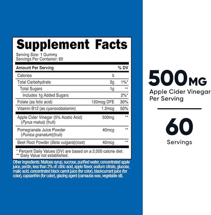 Nutricost Apple Cider Vinegar 500mg, 60 Gummies, Apple Flavored - Gluten Free, Non-GMO, No Corn Syrup