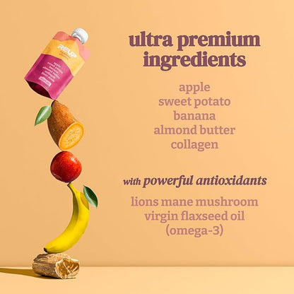 Reup Collagen Protein Smoothie - 12g Protein, 10g Collagen, Dairy Free, Ready to Drink - High Protein Snacks for Adults, Dairy Free Protein Shakes, Protein Pouches Adult, Smoothie Pouches - 8 Count