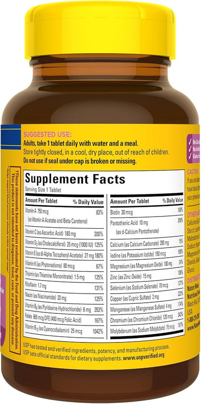 Nature Made Multivitamin For Women 50+ No Iron, Multivitamins for Women 50 Plus, Daily Nutritional Support, Nature Made Multi Vitamins, 90 Tablets, 90 Day Supply