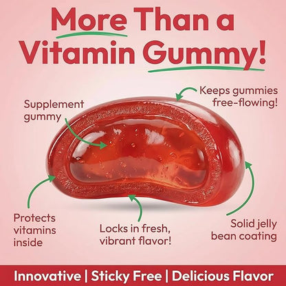 Human Beanz Probiotic Jelly Bean Gummies for Kids, Probiotic Supplements for Digestive Health, Nutritional Vegetarian Supplements, 120 Strawberry Blast Jelly Beans, Kosher
