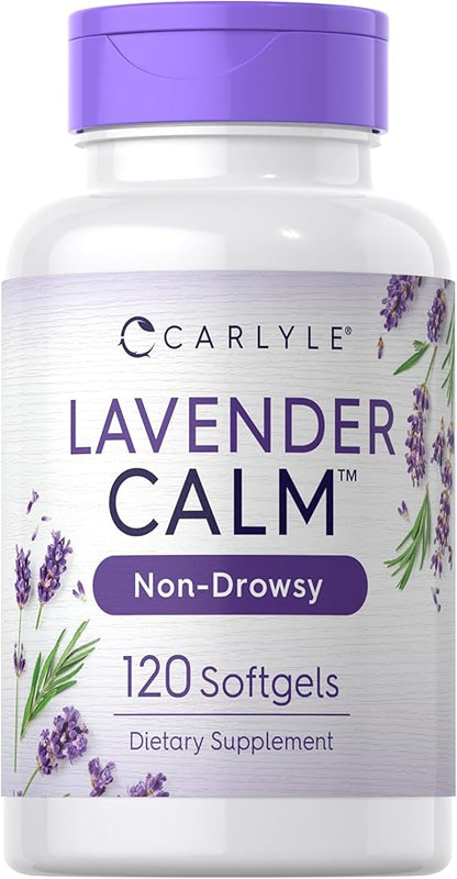 Carlyle Lavender Pills | 80 mg | 120 Softgel Capsules | Calm & Non-Drowsy Formula | Non-GMO & Gluten Free Supplement