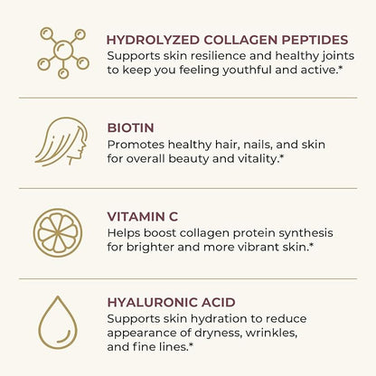 Multi Collagen Peptides Powder Types I, II, III, V, X Multi Collagen Protein Powder with Hyaluronic Acid, Biotin, Vitamin C, For Skin Hair Nails Joints and Gut Health - Keto, Non-GMO Supplement