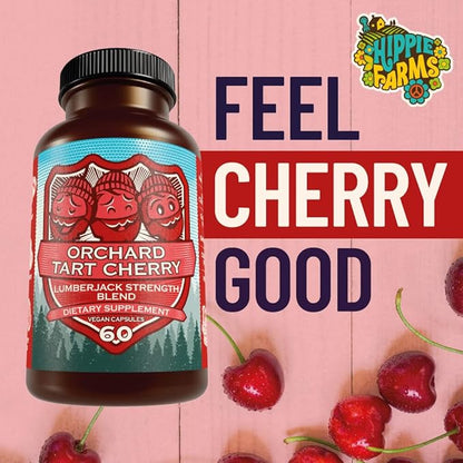 Tart Cherry Capsules Grown in USA - Lumberjack Strength Blend - Tart Cherry Powder with Bilberry (60 Count)