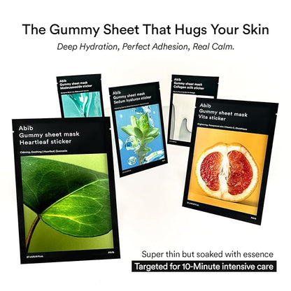 Abib Gummy Sheet Mask Vita Sticker 10 Sheets (Skin Tone) I Korean Face Mask for Sensitive Skin, Soothing & Redness Relief, Daily Skincare Treatment, K-Beauty Sheet Mask