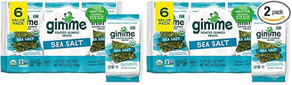 gimMe Seaweed, Sea Salt, 6 Count, Pack of 2 | Organic | Keto & Vegan | Gluten Free | Source of Iodine