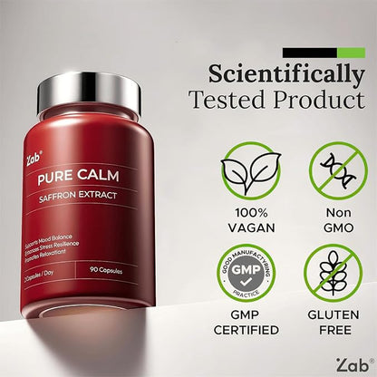 ZAB Saffron Supplements Gummies, Saffron & Rhodiola Rosea Extract Sugar-Free Supplement with Vitamin D3 & B6, Support Mood, Focus, Eye for Men & Women, 60 Gummies, 30 Servings