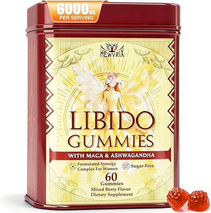 Libido Booster for Women with 1500mg Maca & 1000mg Ashwagandha, Vitamin D & B6, for Energy, Mood - Strongest Female Libido Booster + Hormone Balance for Women Cortisol Reducer | 0 Sugar, 60 Gummies