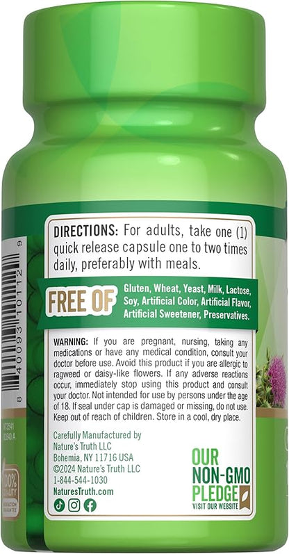 Nature's Truth Milk Thistle Seed Extract | Herbal Supplement | 100 Capsules | Non-GMO & Gluten Free