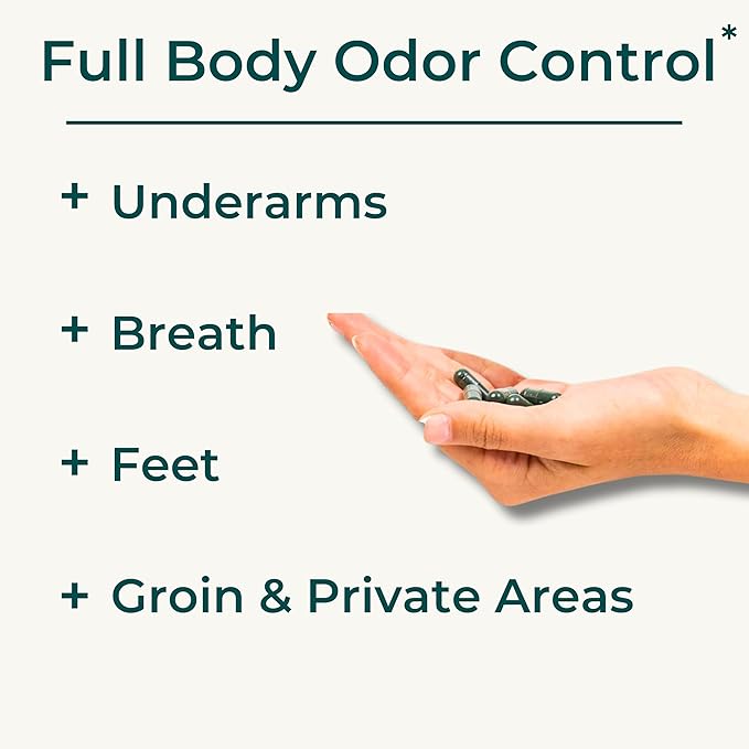Body Odor & Sweat Support Supplement – Sage Extract & Chlorophyll – Natural Internal Deodorant & Perspiration Aid (60 Vegan Capsules)