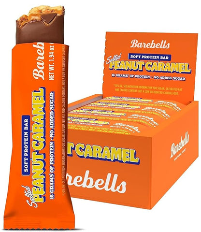 Barebells Soft Protein Bars Salted Peanut Caramel - 12 Bars, Pack of 1-16g High Protein Treats - Chocolate Nutrition Bar with 1g Total Sugars - On The Go Breakfast or Post-Workout Snack