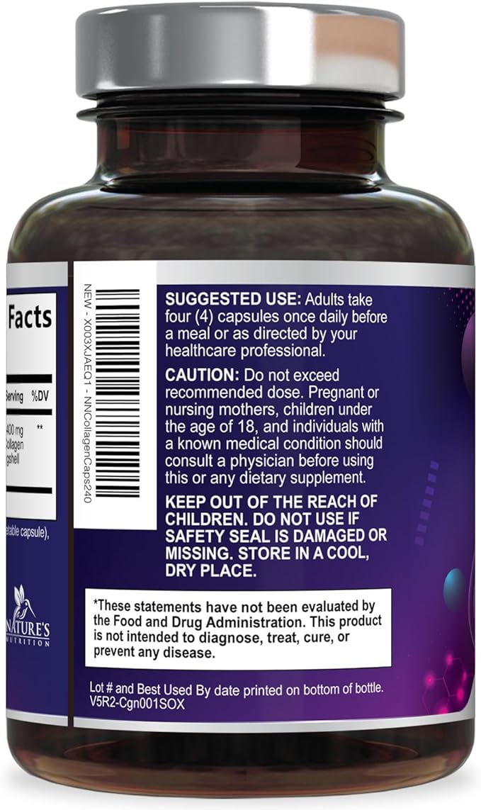 Multi Collagen Pills 2400 mg Per Serving - Advanced Types I, II, III, V, X - Hydrolyzed Multi Collagen Peptides Pills Supplement for Women & Men - Hair, Skin, & Nail Support Supplements - 240 Capsules