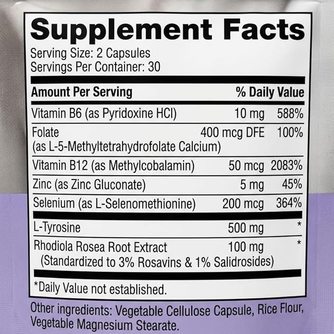 BOND Thyroid Complex, Thyroid Support Supplement for Women & Men, Selenium 200mcg, L-Tyrosine 500mg, Natural Energy & Metabolism Booster with Zinc & Rhodiola Extract, Iodine Free - 60 Capsules (2/day)
