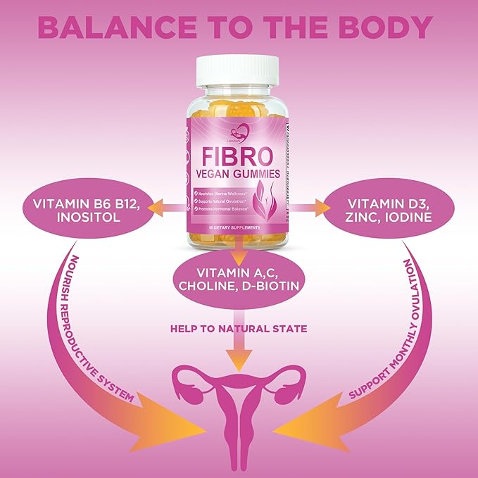 Laicuherb Fibroid Gummies for Fibroid Shrink & Ovarian Cysts, 60 Count Get Pregnant Fast Fibroids Shrinking Gummies, Natural Ovarian Support Gummy for Women Ovary and Uterus Cleanse