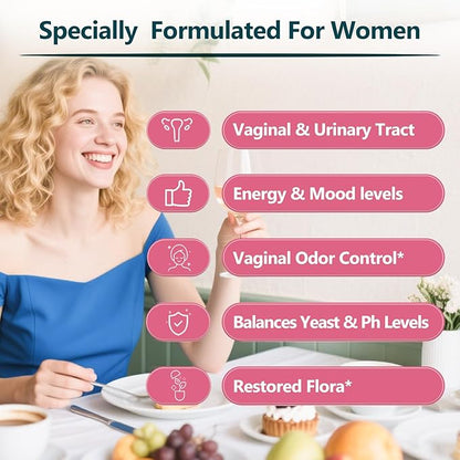 KTT Vaginal Probiotics Made in The USA, pH Balance for Women, 5 Billion CFUs Womens Probiotic Vaginal Health Odor Control, Hormone Support, 60 Caps