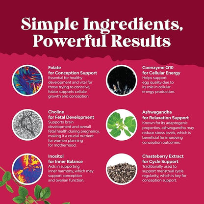 Fertility Gummies for Women Trying to Conceive - Yummy Gummy Fertility Supplement for Women with Myo-Inositol Folic Acid & Vitex Chasteberry - Vegan Non-GMO & Gluten Free - Juicy Peach - 60 Count