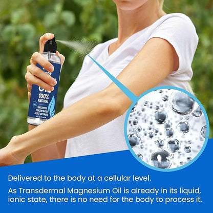 Pure Magnesium Oil Spray 12oz - Topical Magnesium Spray for Sleep & Feet - Extra Strength - USP Grade - 100% Natural and Organic Oil for Muscle Pain & Cramps - Less Sting - Less Itch - Made in USA
