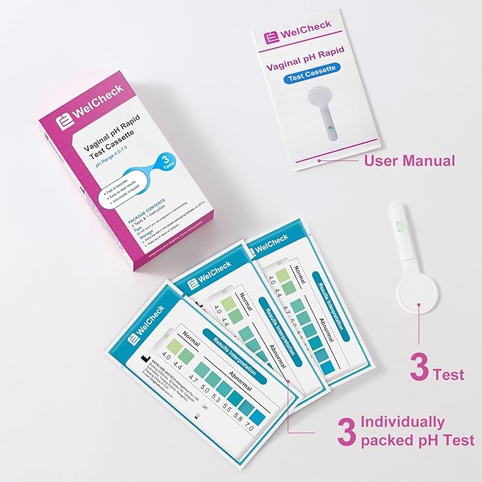 Vaginal pH Test Strips, Vaginal Yeast Infection Test Strips, Feminine pH Test, BV Test Strips pH Balance for Women, 3 Pcs