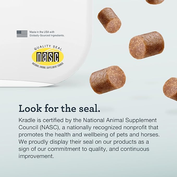 Kradle Calming Chews for Dogs - Anxiety and Stress Support - L-Theanine Ashwagandha GABA - Calming Supplement for Relaxation and Stress - Chicken Flavor- 75 Chews