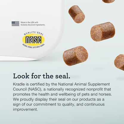 Kradle Calming Chews for Dogs - Anxiety and Stress Support - L-Theanine Ashwagandha GABA - Calming Supplement for Relaxation and Stress - Chicken Flavor- 75 Chews