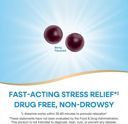 Nature's Way Quick Calm Gummies, L-Theanine for Relaxation*, Fast-Acting, Stress Relief from L-Theanine Within 30-60 minutes*, with Ashwagandha, Vegetarian, Mixed Berry Flavored,  60 Gummies