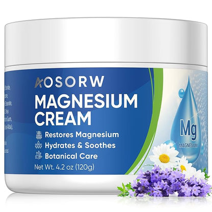 Topical Magnesium Cream for Sleep – Soothing Magnesium Lotion for Legs, Feet, and Body – Infused with Natural Herbal Extracts – 4.2oz / 120ml